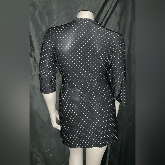 Lala Sleepwear Semi-Sheer Polka Dot Robe With Attached Belt - Picture 3 of 4